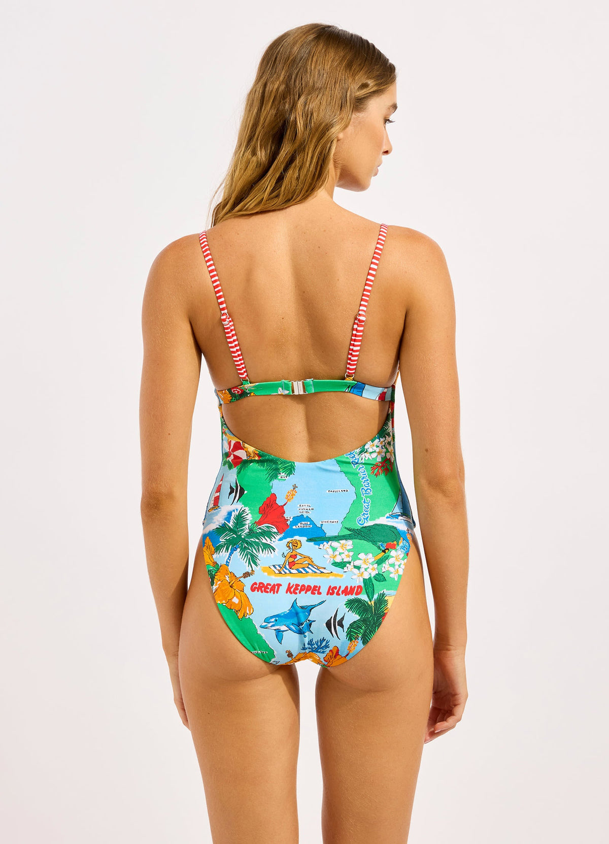 Viva Vacation Square Neck One Piece Swimsuit