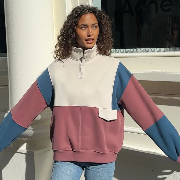 Women's 90s Retro Long Sleeve Contrast Sweatshirt