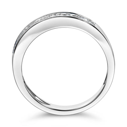 .925 Sterling Silver 1/3 Cttw Baguette Cut Diamond Channel Set Stackable Wedding Ring