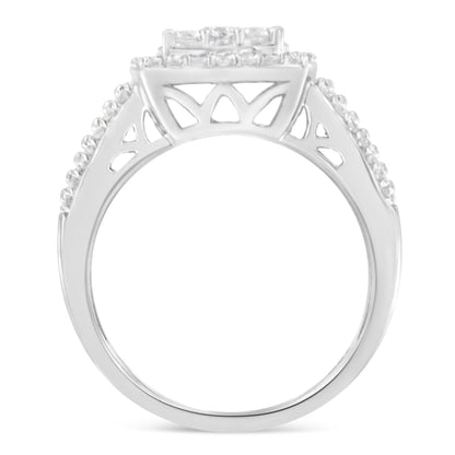 10K White Gold Diamond Cluster Ring (1 Cttw, H-I Color, I1-I2 Clarity)