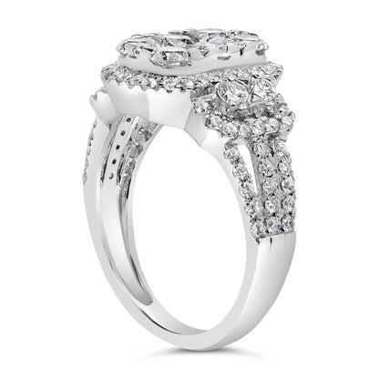 14K White Gold 2 1/4 Cttw Diamond Cocktail Cluster Ring (G-H Color, SI2-I1 Clarity)
