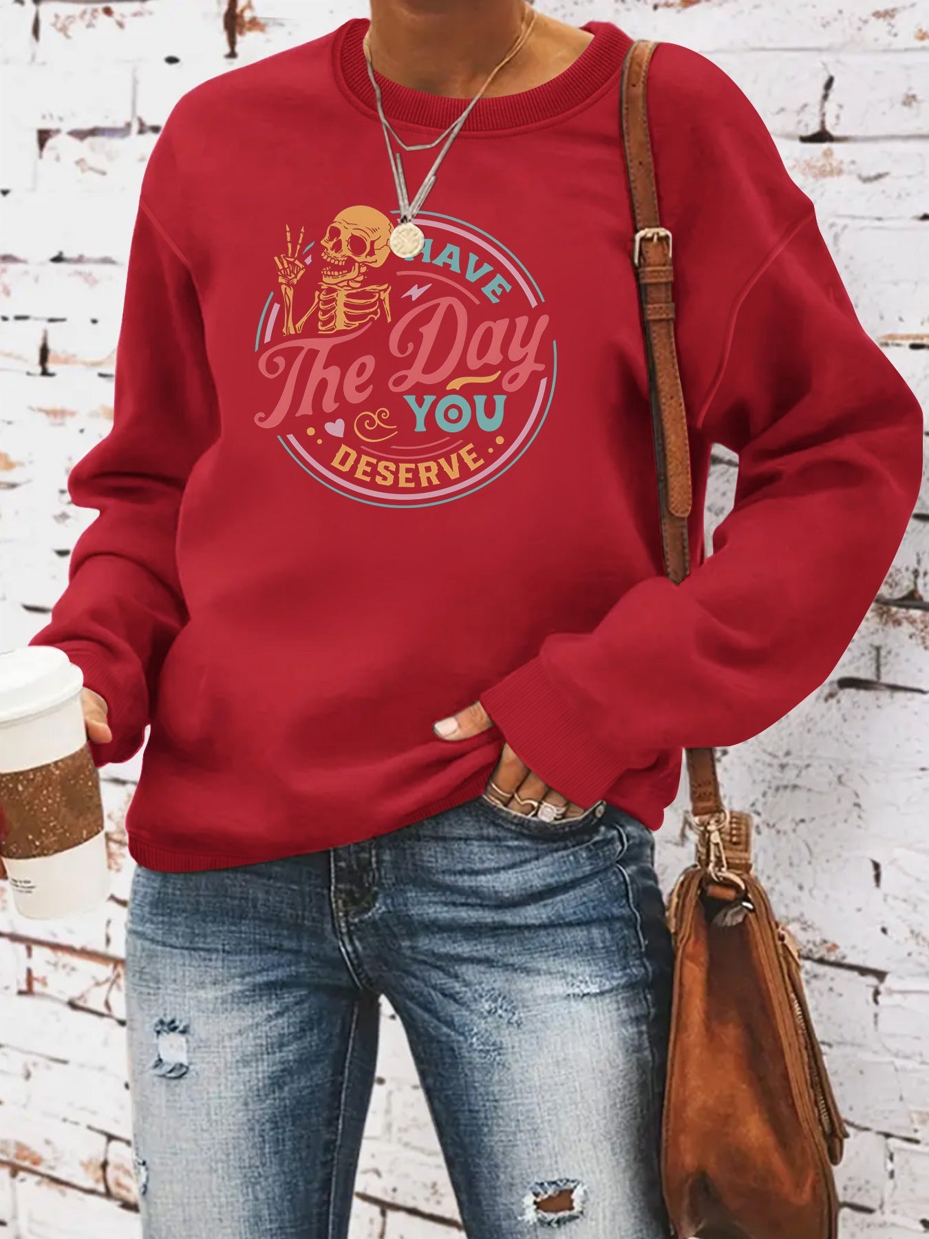 The Day Pattern Printed Round Neck Hoodie