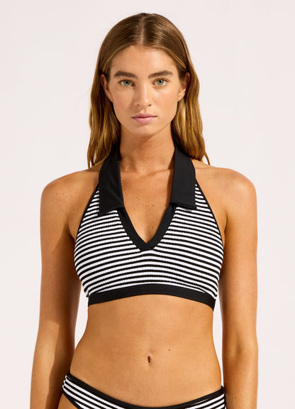 Clubhouse Halter With Collar Bikini Top