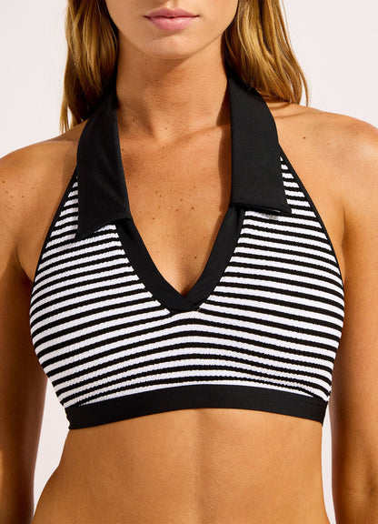 Clubhouse Halter With Collar Bikini Top