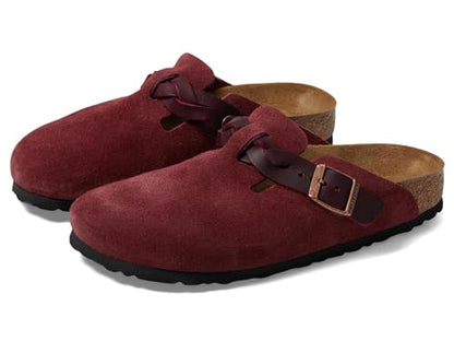 Birkenstock Unisex Boston Braided Suede Leather Zinfandel