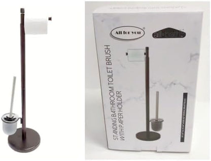 Freestanding Toilet Brush with Toilet Paper Holder – Bathroom Cleaning & Storage Stand