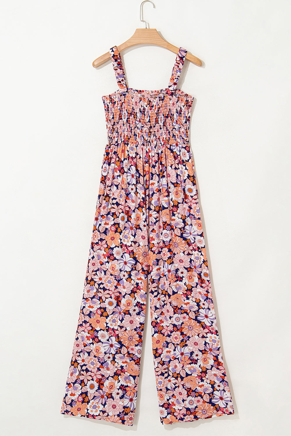 Angelica Square Neckline Stretch High Waist Jumpsuit - Pink Floral