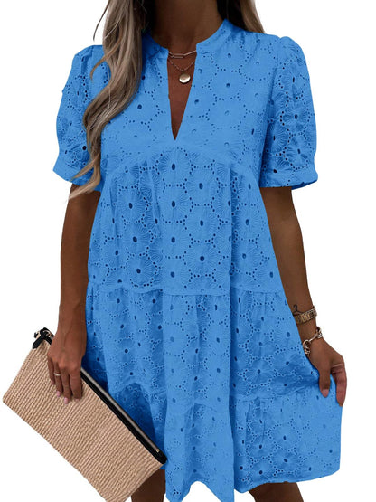 Women’s Summer Lace Dresses Eyelet Casual Flowy Babydoll Swing