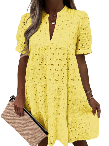 Women’s Summer Lace Dresses Eyelet Casual Flowy Babydoll Swing
