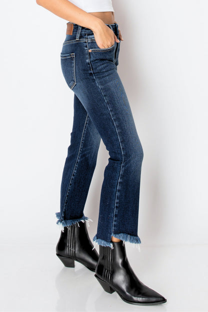 Eco Friendly Corset High Rise Crop Flare Jeans (Dark Wash)