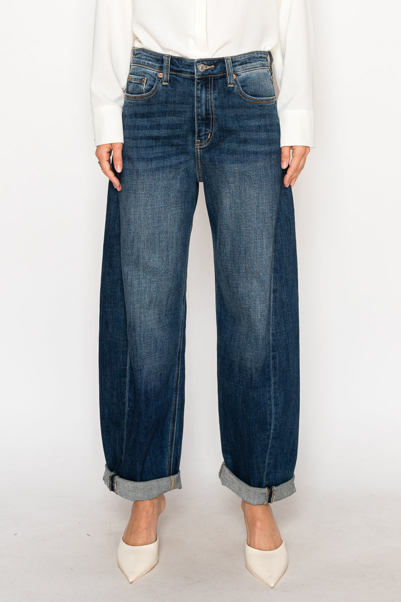 Catalina Relaxed Tapered Dark Wash Barrel Jeans