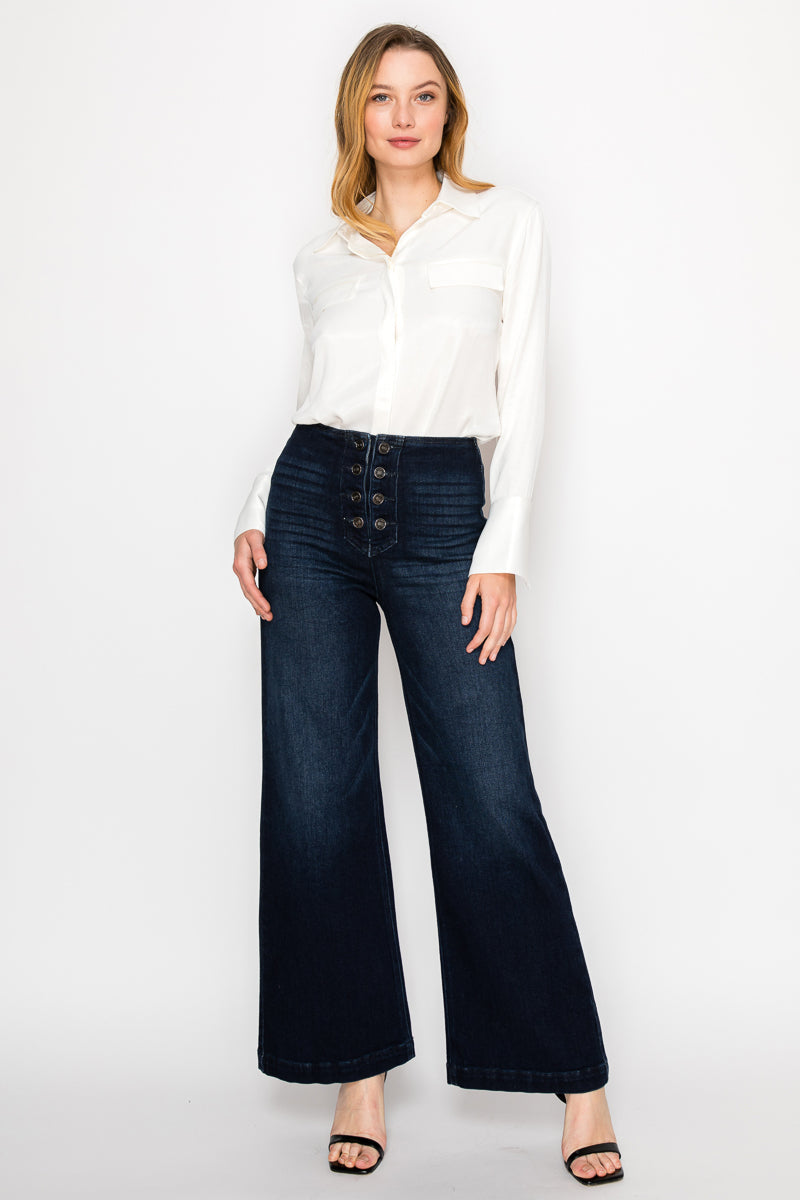 Eco Friendly Ultra High Rise Slim Palazzo Sailor Jeans