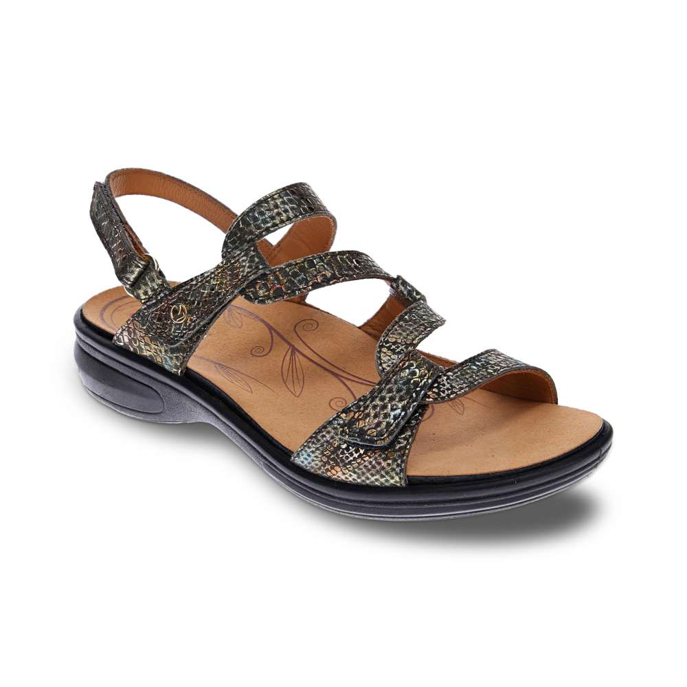 Emerald Adjustable Sandal - Peacock Python