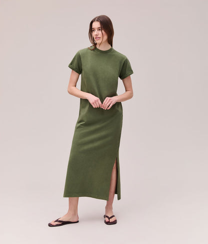 Womens Relaxed Tee Maxi Dress - Pigment Dye Jersey - Cypress