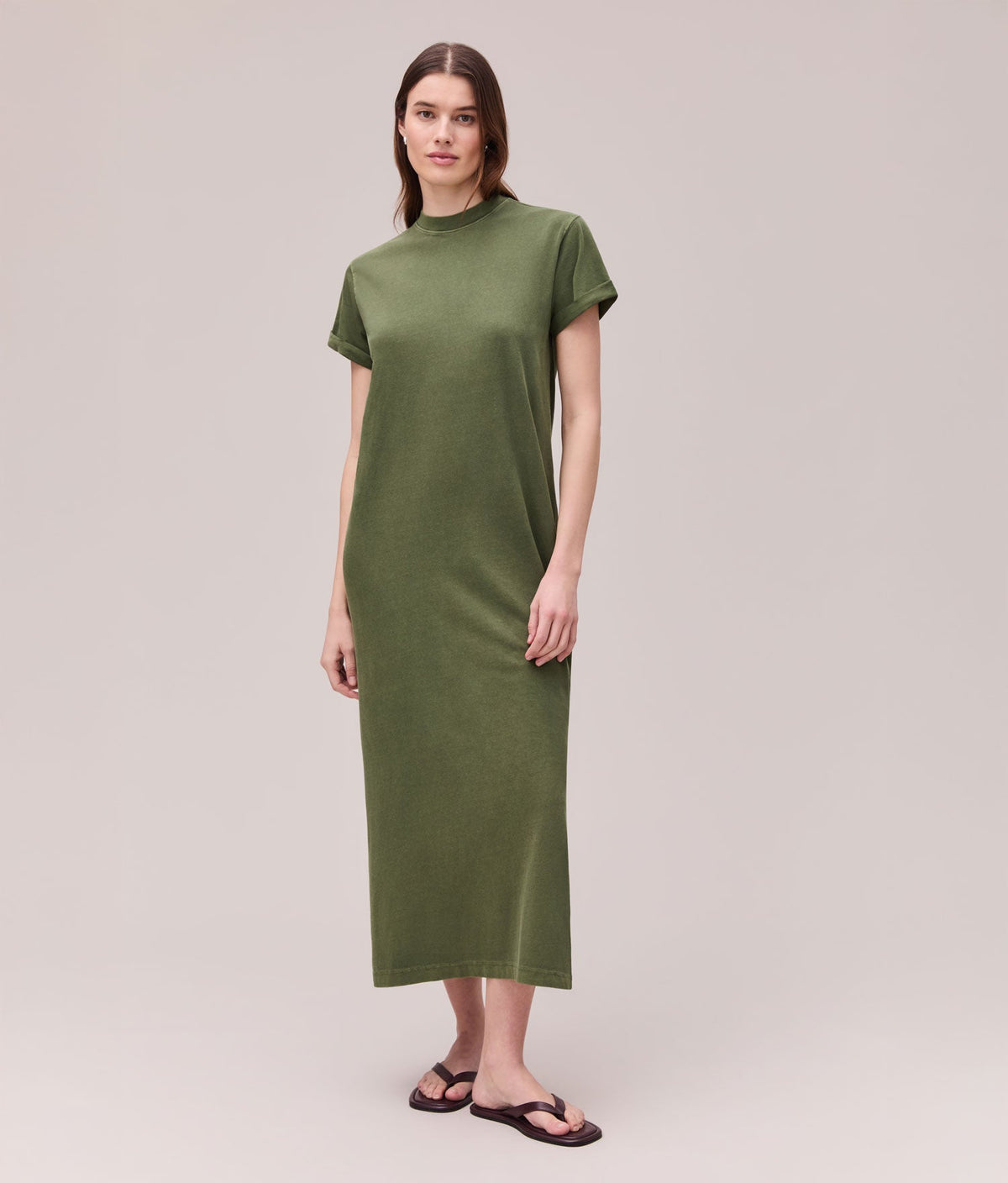 Womens Relaxed Tee Maxi Dress - Pigment Dye Jersey - Cypress