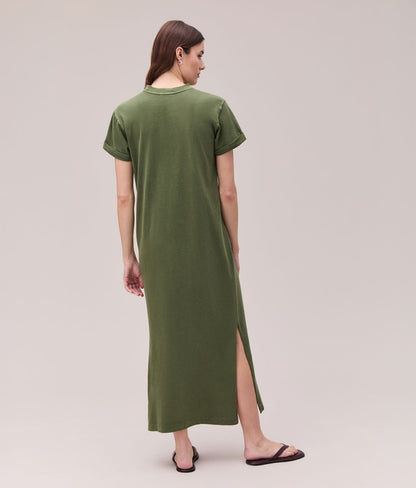 Womens Relaxed Tee Maxi Dress - Pigment Dye Jersey - Cypress