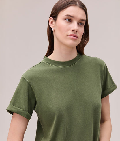Womens Relaxed Tee Maxi Dress - Pigment Dye Jersey - Cypress