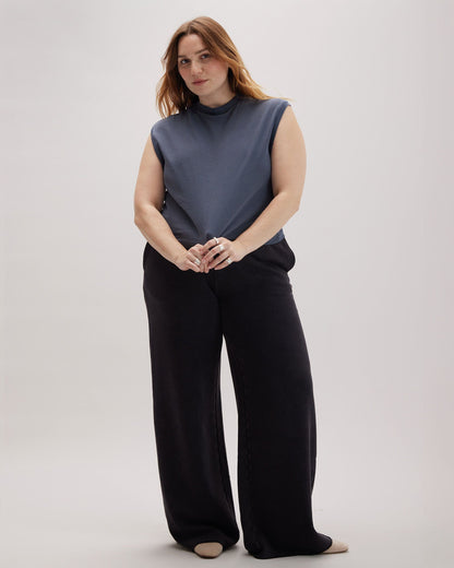 Womens Relaxed Muscle Tee - Pigment Dye Jersey - Blue Steel