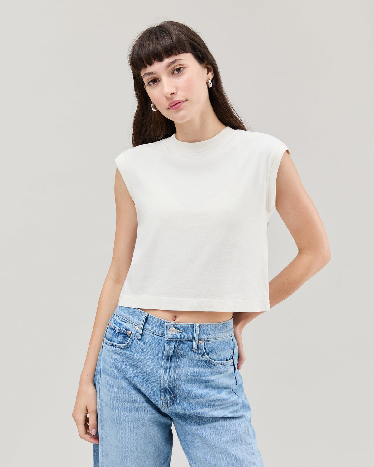 Womens Relaxed Muscle Tee - Pigment Dye Jersey - Bone