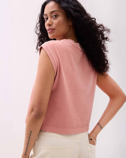 Womens Relaxed Muscle Tee - Pigment Dye Jersey - Pink Sands