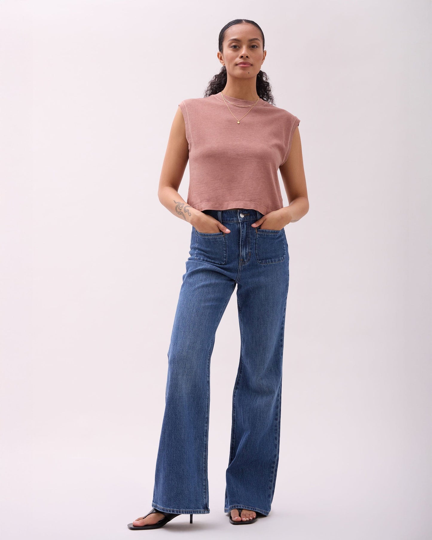 Womens Relaxed Muscle Tee - Pigment Dye Jersey - Russet