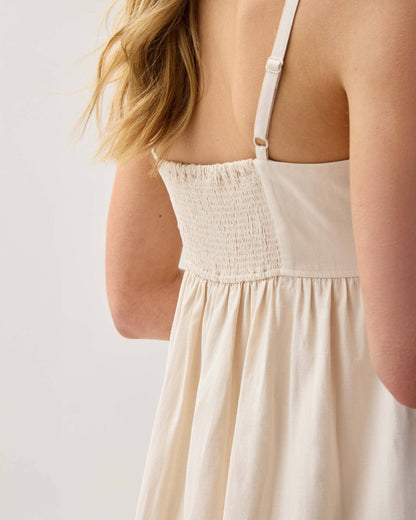 Womens Linen Maxi Dress - Rayon Linen Woven - Bone