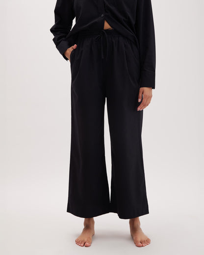 Womens Venice Drawstring Pant - Cotton Rayon Woven - Black