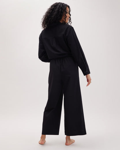 Womens Venice Drawstring Pant - Cotton Rayon Woven - Black