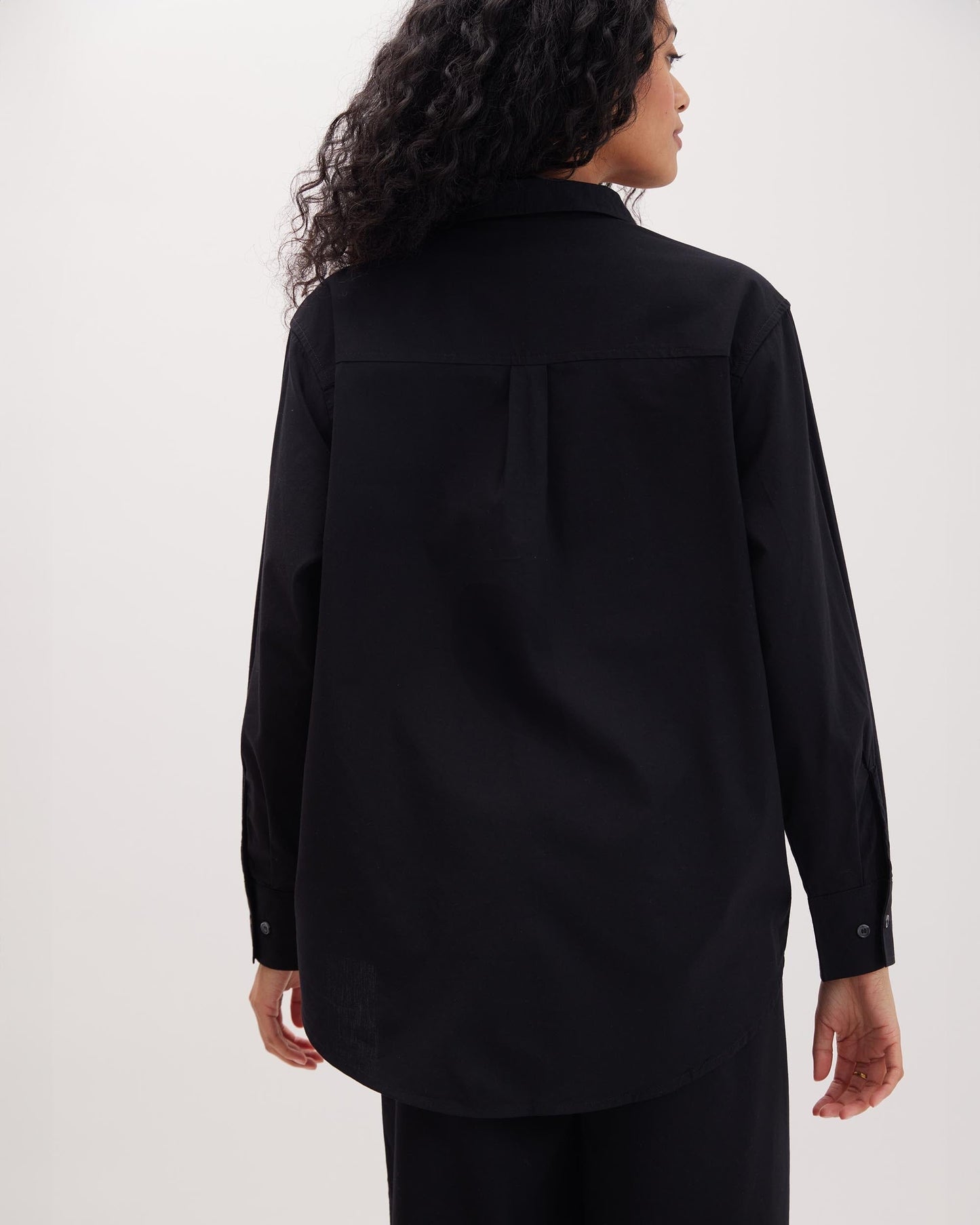 Womens Venice Button Up Shirt - Cotton Rayon Woven - Black