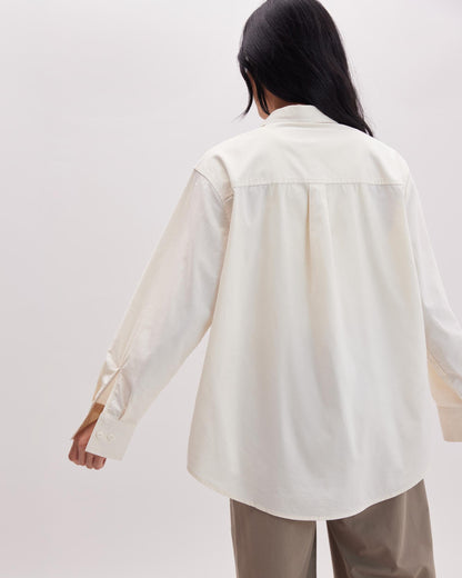 Womens Venice Button Up Shirt - Cotton Rayon Woven - Bone