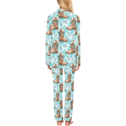 Baha Ranch Turquoise Christmas Boots Women's Western Pajamas