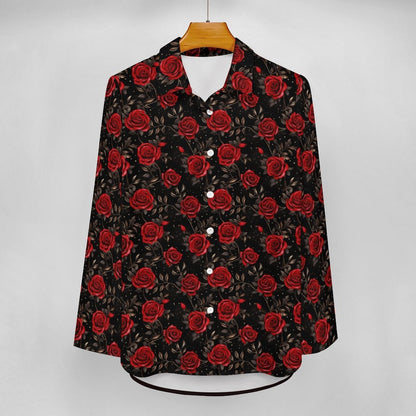 Baha Ranch Colores De Mexico Rose Floral Button Up Blouse