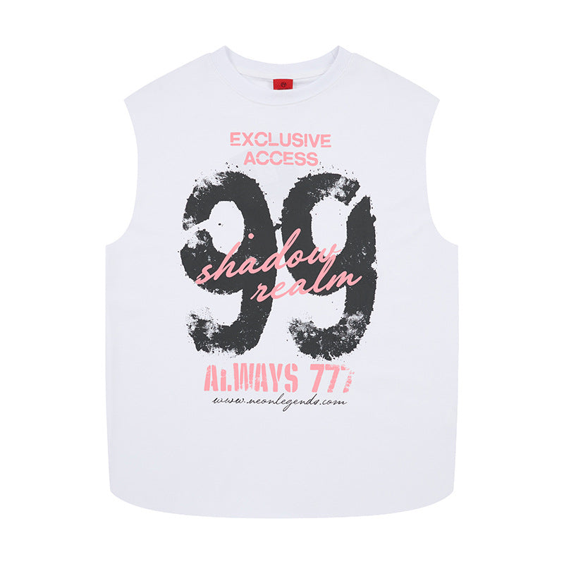 99 printed wide shoulder vest