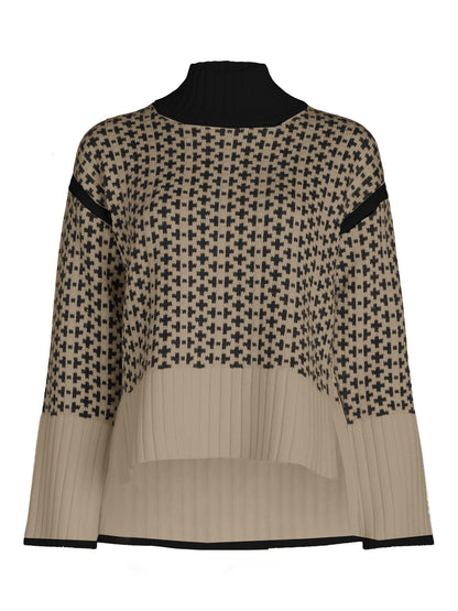 Women's Ribbed Stand Neck Sweater