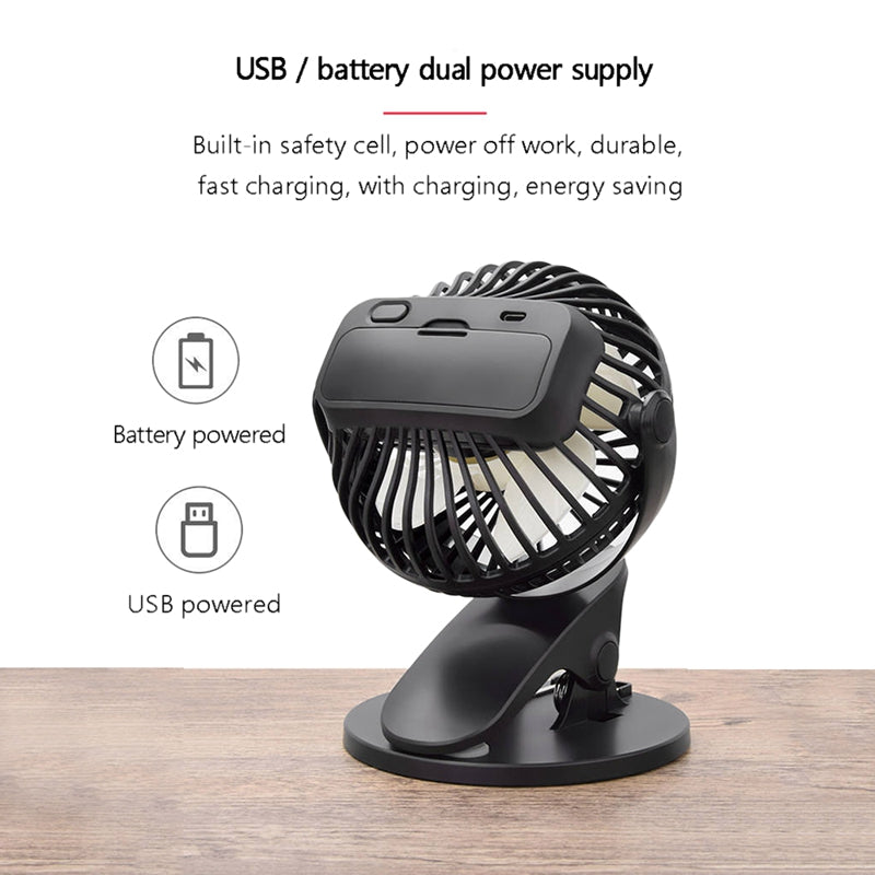 Mini Student Desk Fan USB Powered Three Speed Brushless Motor
