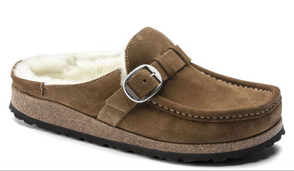 Birkenstock Buckley Shearling Suede Leather Dark Tea