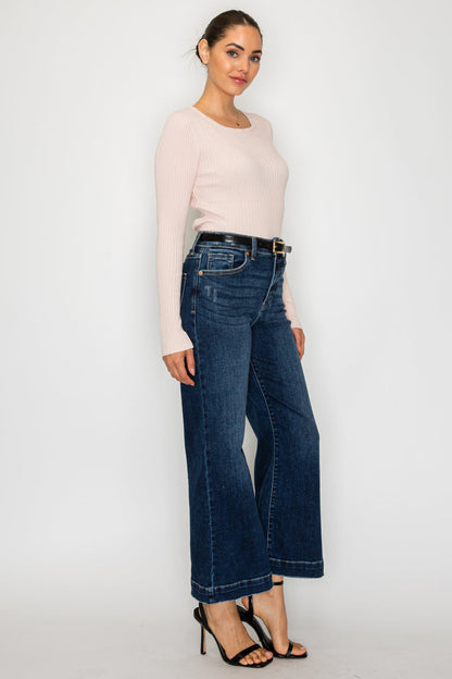Camille High Rise Cropped Palazzo Jeans