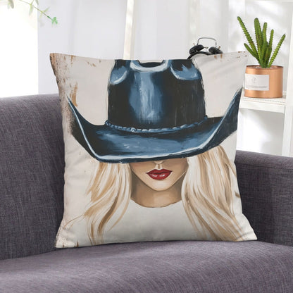 Baha Ranch Cowgirl Blonde Velvety Soft Throw Pillow Case Made in America