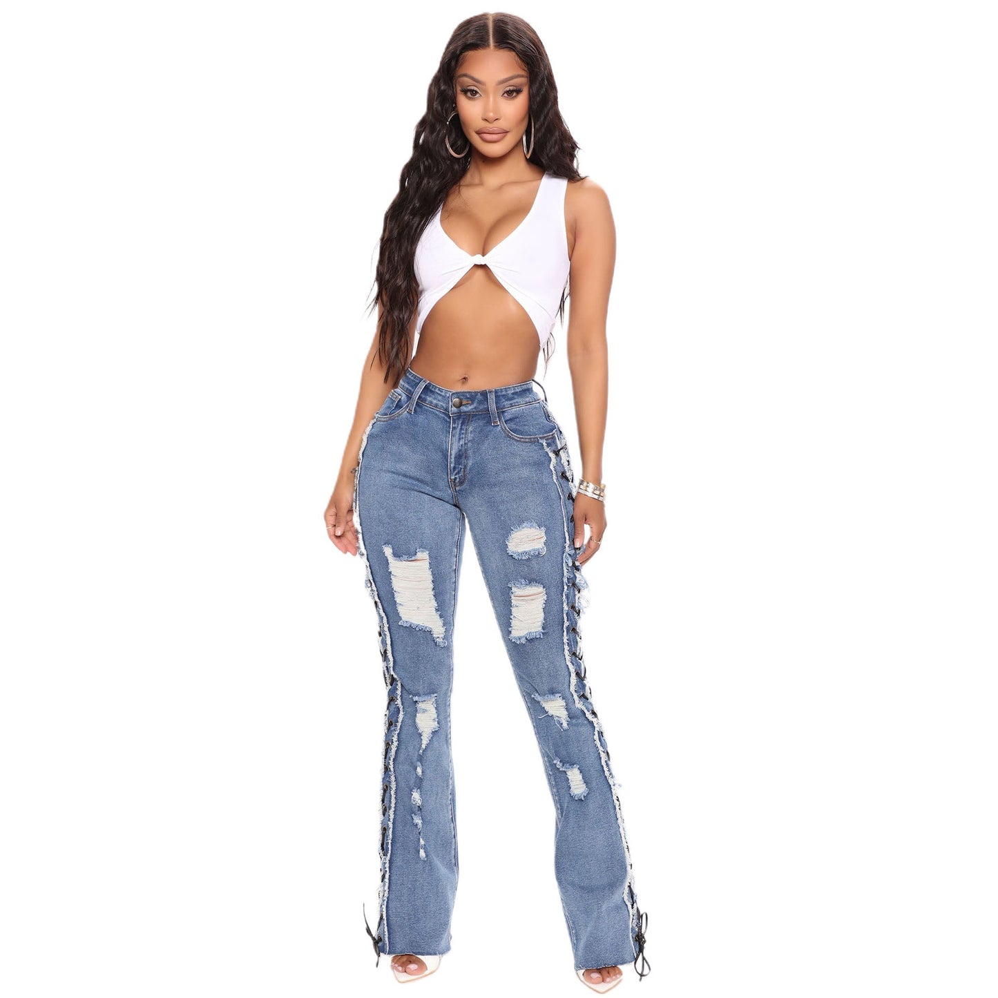 Slim fit ripped denim pants