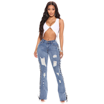 Slim fit ripped denim pants