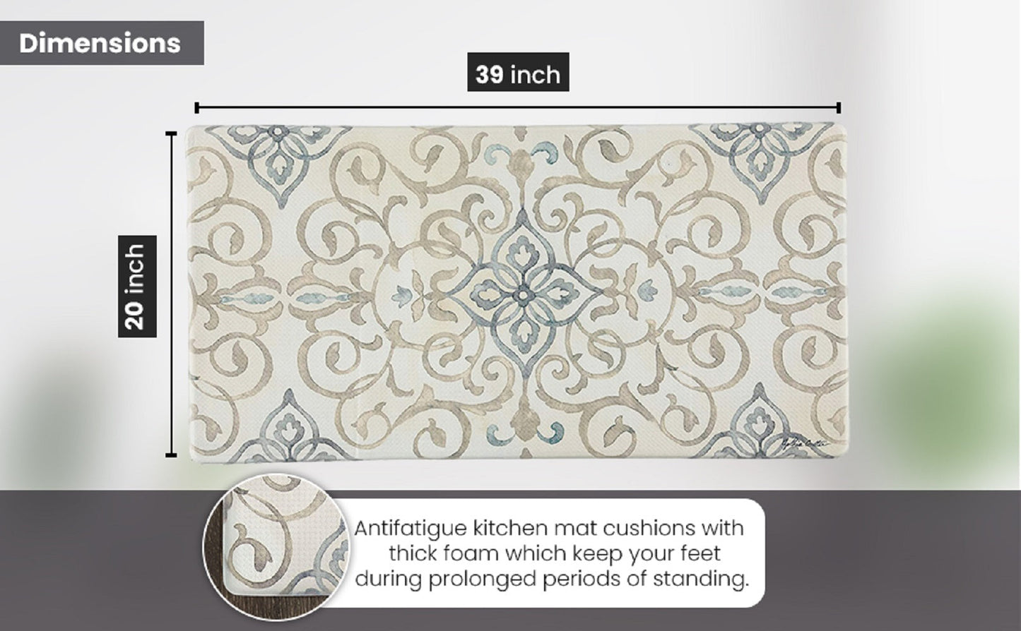20"x39" Anti-Fatigue Embossed Floor Mat (Rustic Medallion)