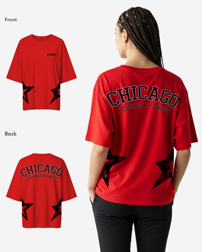 G West Womens Oversized Chicago Arch Logo Tee