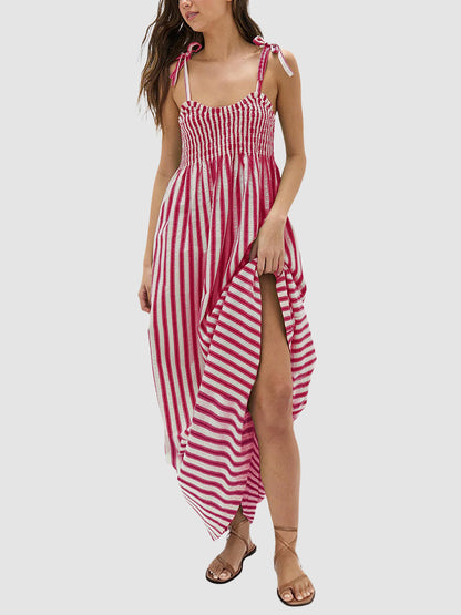 Women's Striped Smocked Maxi Dress