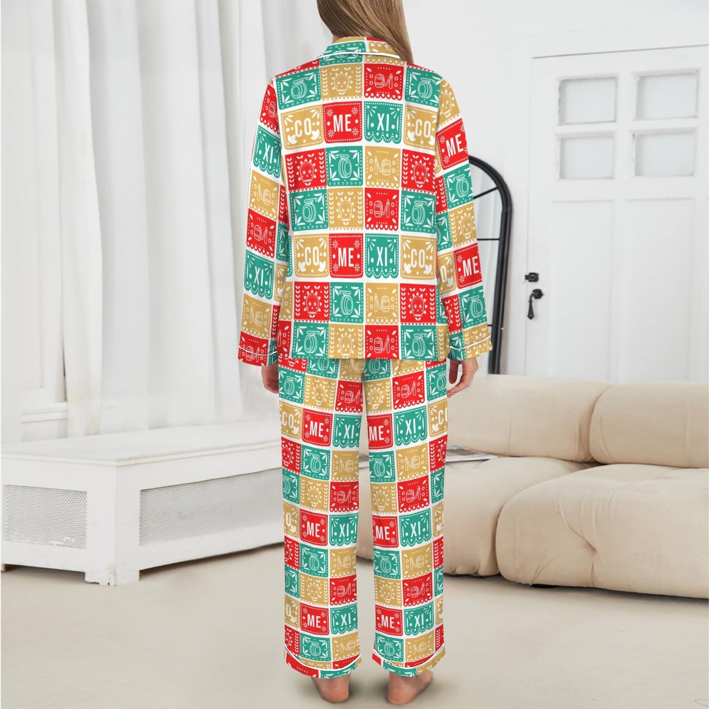 Baha Ranch Colores De Mexico Picado Womens Satin Pajamas