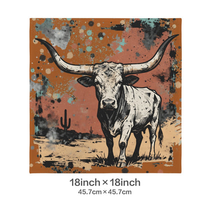 Baha Ranch Lonesome Longhorn Velvety Soft Pillow Case Made in America