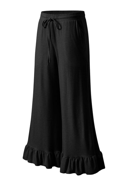 Freya Ruffled Wide Leg Pants with Pockets by Threaded Pear