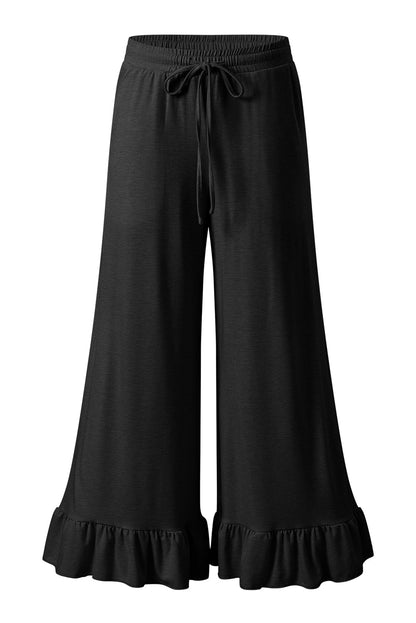 Freya Ruffled Wide Leg Pants with Pockets by Threaded Pear