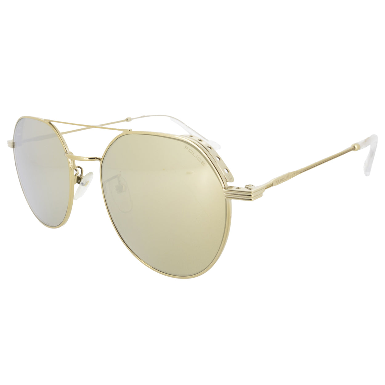 Police Gold Round Men's Sunglasses SPL 459Y *EX DISPLAY*
