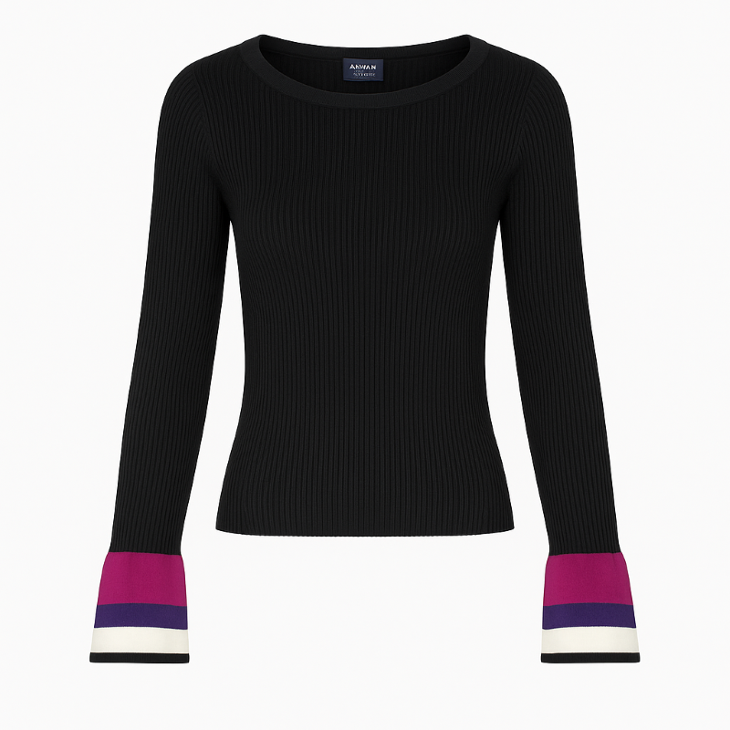 Armani Black Pink & White Ladies Jumper  - Size 8