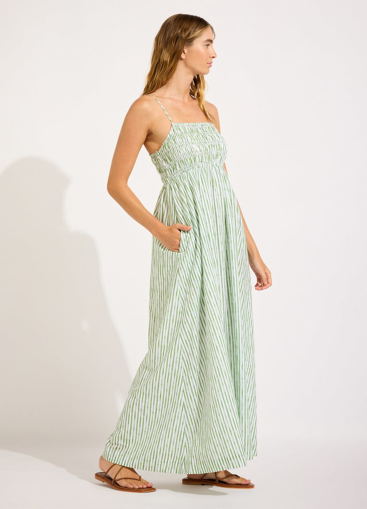 Shirred Midi Dress